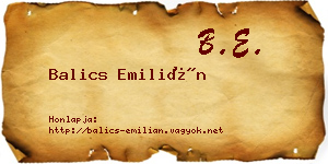 Balics Emilián névjegykártya